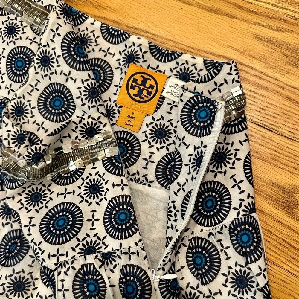 Tory Burch Maxi Skirt in Blue/White (Size 2)